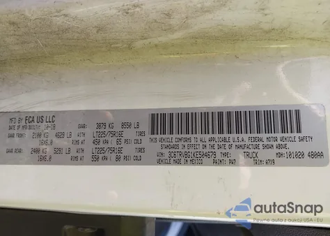 2019 Ram Promaster 1500 High Roof 136 Wb from USA, damaged, VIN 3C6TRVBG1KE504679